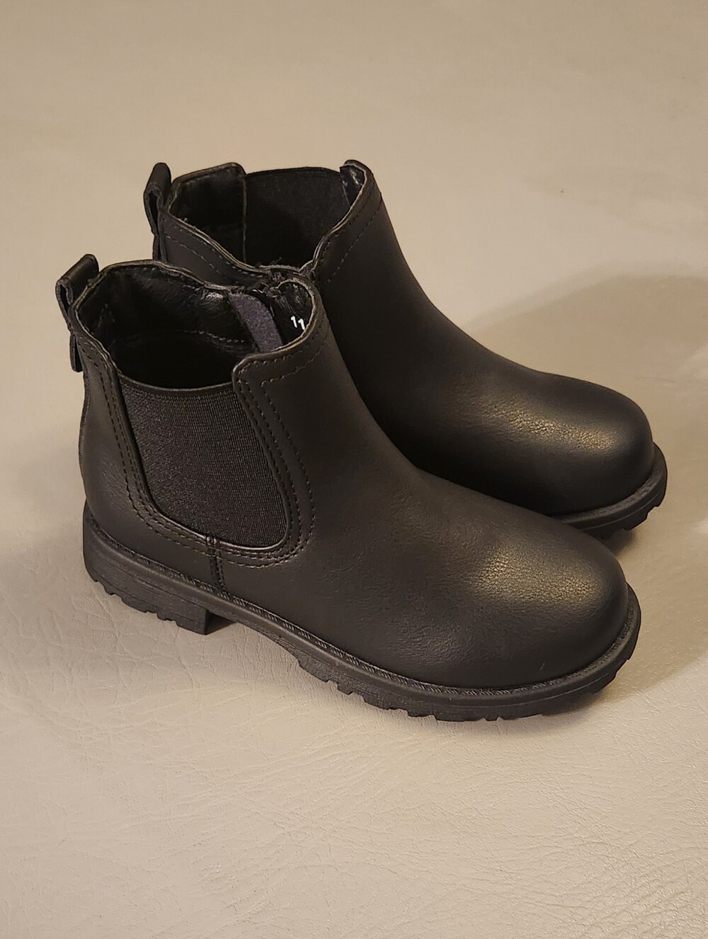 The Childrens Place Girls Black Leather Bootie Size 11